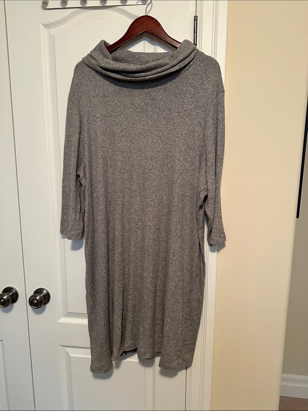 Cozy Cowl Neck Women's Sweater Dress - Gray